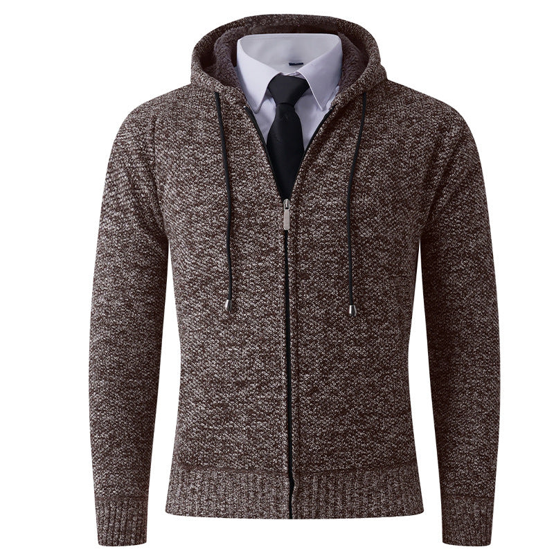 Herren modische Strickjacke mit Kapuze und Reißverschluss EB