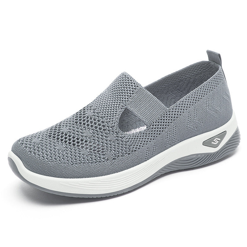 Damen nan leichter gestrickter Slipper-Sneaker mit elastischem Mittelriemen und ergonomischer Memory-Komfortsohle EB