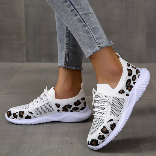 Damen Sneakers mit ergonomischem Mesh-Obermaterial und trendigem Tierprint EB