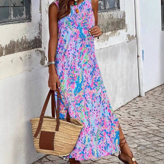 Damen Maxikleid mit luftiger Schnittführung und floralem Muster EB