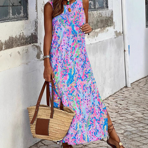 Damen Maxikleid mit luftiger Schnittführung und floralem Muster EB