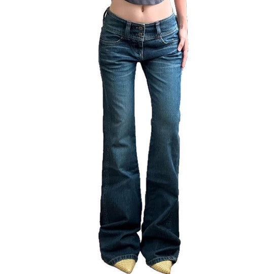 Damen Bootcut Jeans mit hohem Bund und seitlichen Taschen EB