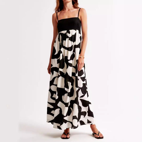 Damen Maxikleid mit schmalen Trägern und fließendem Schnitt EB