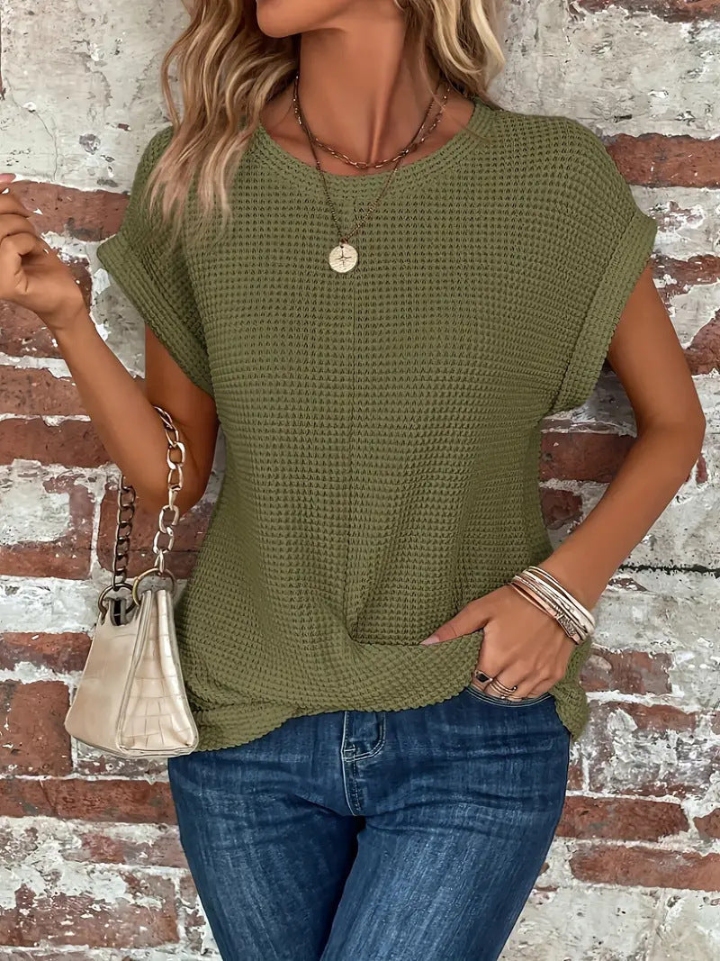 Damen lässiges Waffelstrickshirt EB