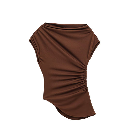 Damen elegantes Oberteil mit asymmetrischem Schnitt und Rüschendetails EB