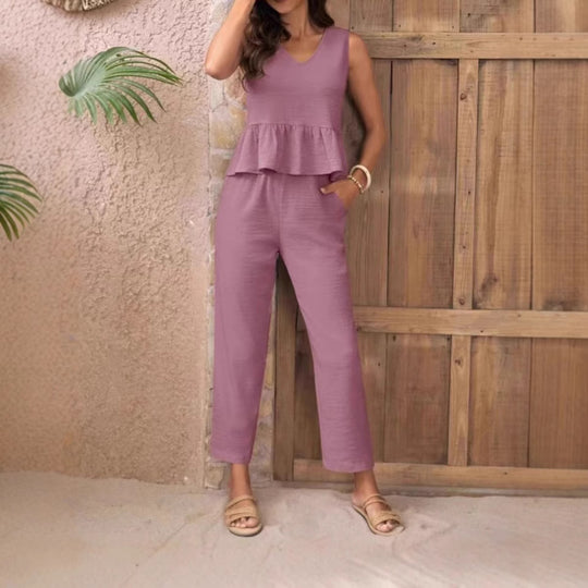 Damen Eleganter Jumpsuit mit modernen Raffungen und lässigem Schnitt Heidi-Mode