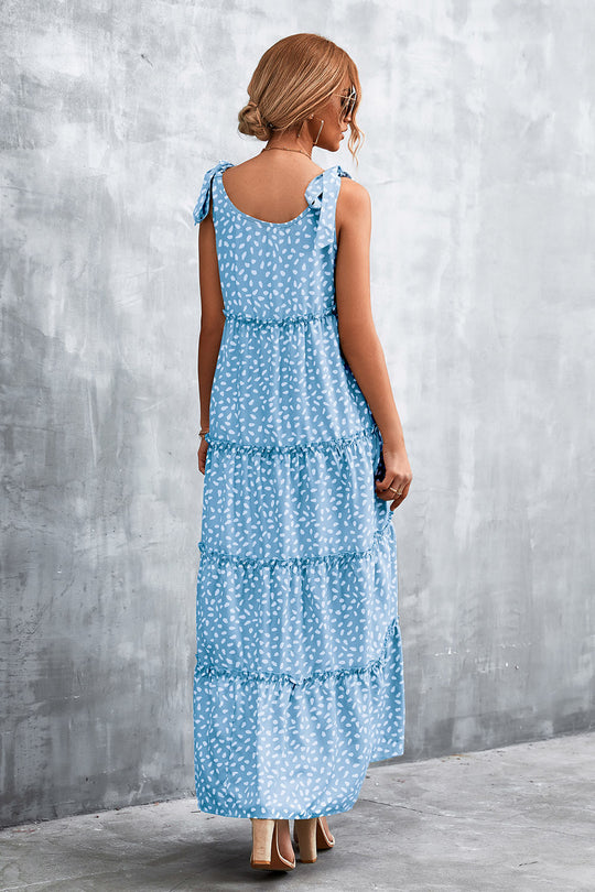 Damen Maxikleid mit verspieltem Volant und zartem Muster EB