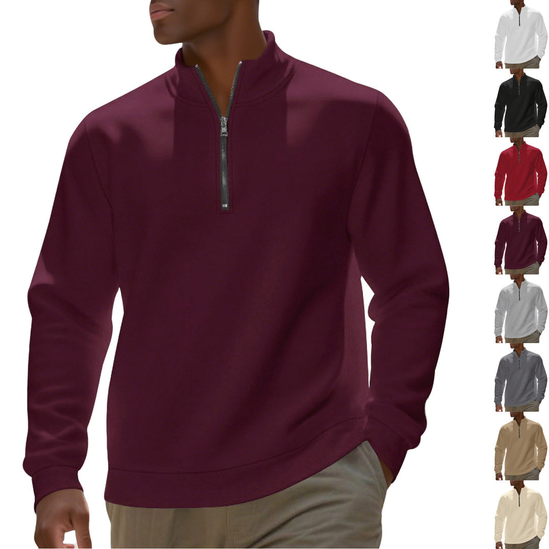 Herren nan Halbzip-Sweatshirt aus Baumwollmix mit Stehkragen, weichem Innenfutter und Rippbündchen EB