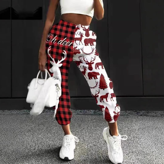 Damen Freizeithose mit lustigem Schneemann-Design EB