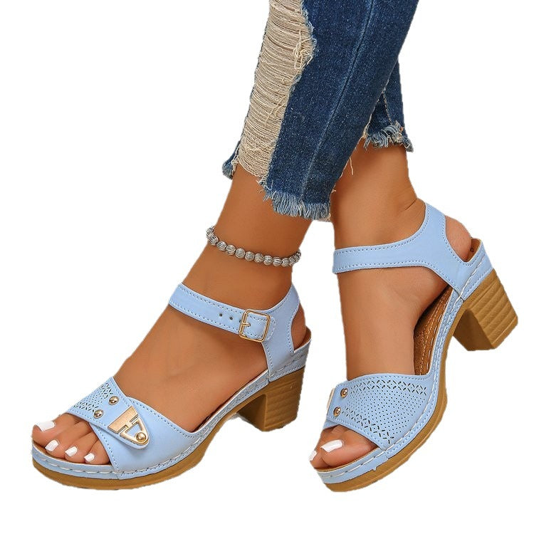 Damen Elegante Sandalen mit Blockabsatz EB