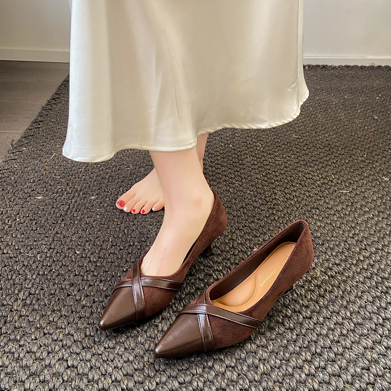 Damen elegante Slingback-Pumps mit spitzem Zehenbereich und modischem Riemchen EB