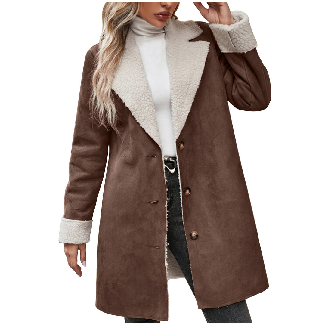 Damen kuscheliger Oversized-Mantel mit schickem Kragen EB