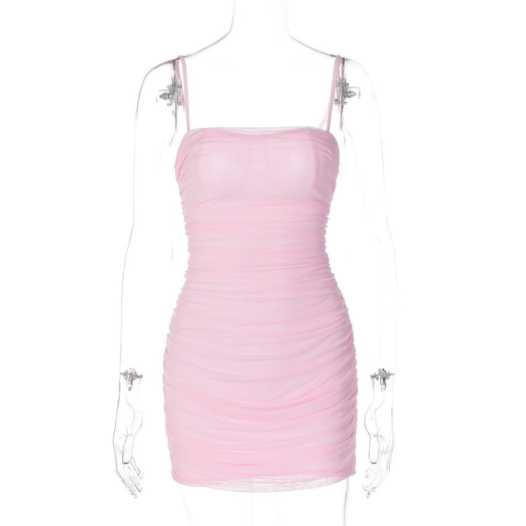 Damen Mini-Kleid mit Raffung und trägerlosen Design EB