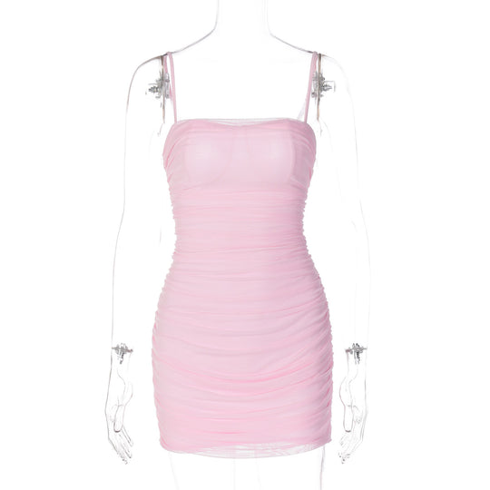 Damen Mini-Kleid mit Raffung und trägerlosen Design EB