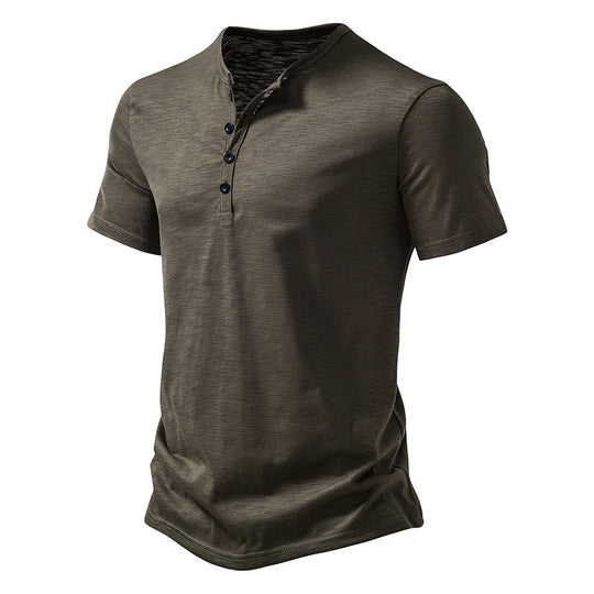 Herren Kurzarm Henley-T-Shirt mit Knopfleiste und atmungsaktivem Material EB