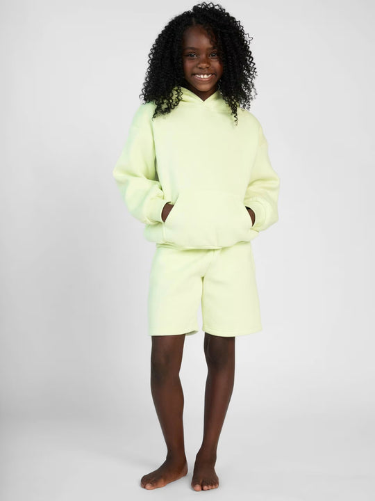 Damen Kapuzensweatshirt und Shorts-Set aus weichem Fleece mit praktischen Taschen EB