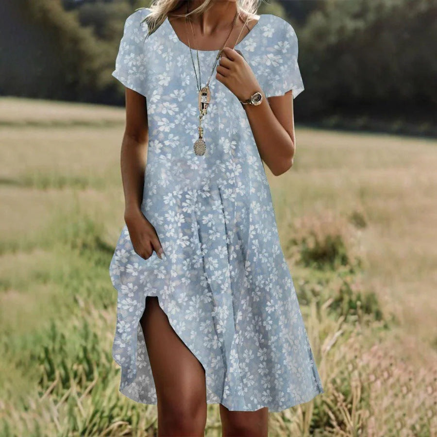 Damen Freizeitkleid mit asymmetrischem Saum und Taschen EB