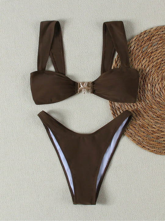 Damen Bikini-Set mit elegantem Knoten-Detail und hochwertigem Bindemuster EB