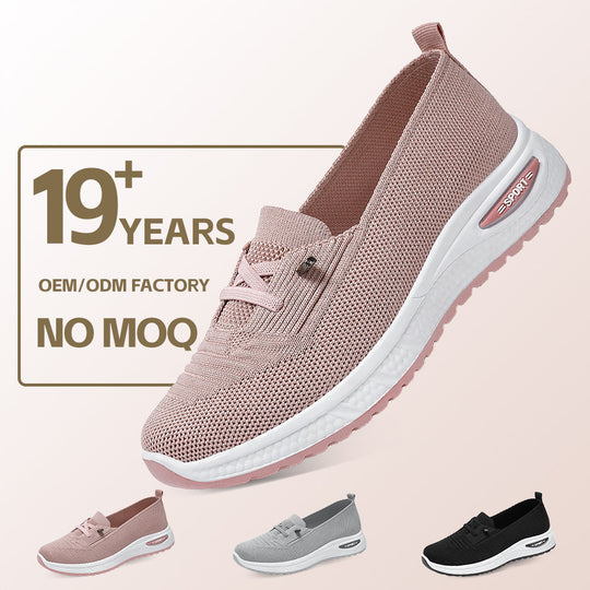 Damen Sportliche Slip-On Sneakers mit atmungsaktiver Strickoberfläche EB
