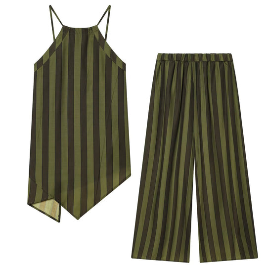 Damen elegante, weite Hose im modernen Streifenlook EB