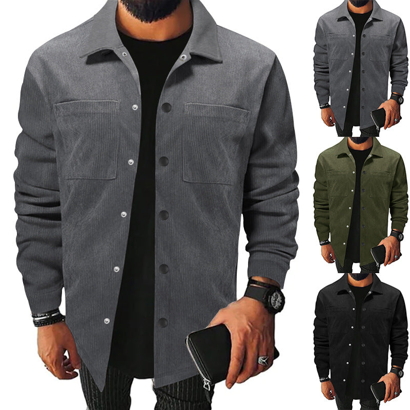 Herren Freizeit-Jacke aus strukturiertem Samt mit praktischen Brusttaschen EB