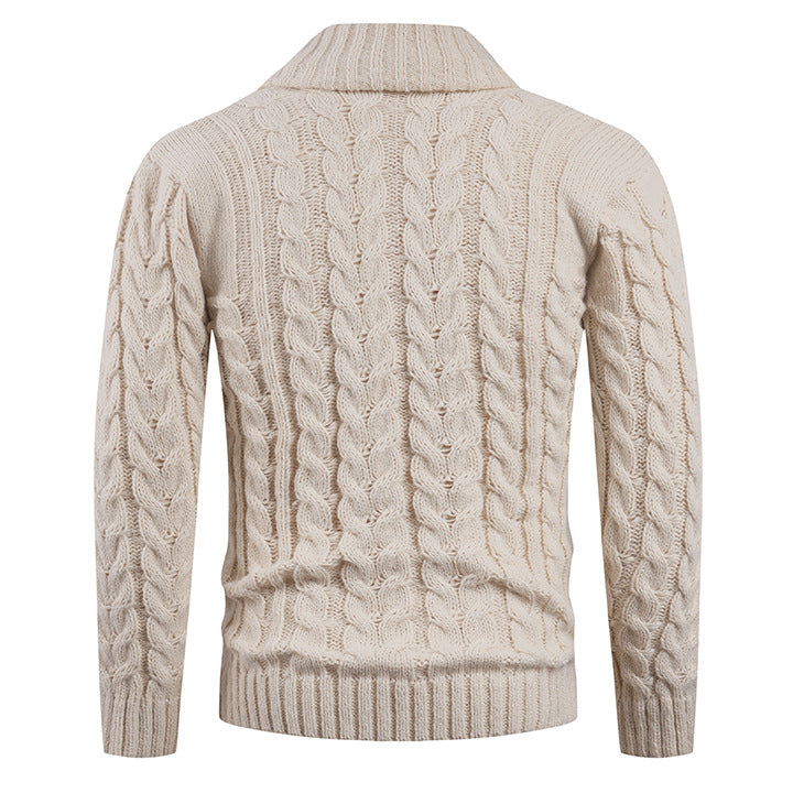 Herren Strickjacke mit Zopfmuster und schickem Schalkragen EB