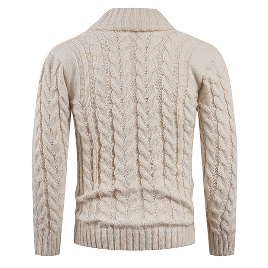 Herren Strickjacke mit Zopfmuster und schickem Schalkragen EB