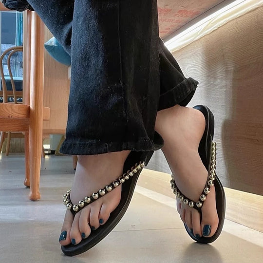 Damen Zehentrenner mit elegantem Perlenakzent EB