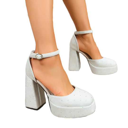 Damen elegante Plateau-Pumps mit modischer Schnalle EB