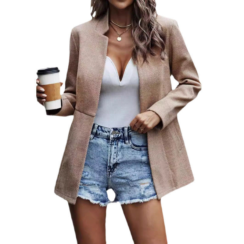 Damen modischer gesteppter Blazer mit lässigem Schnitt und eleganter Kragenform EB