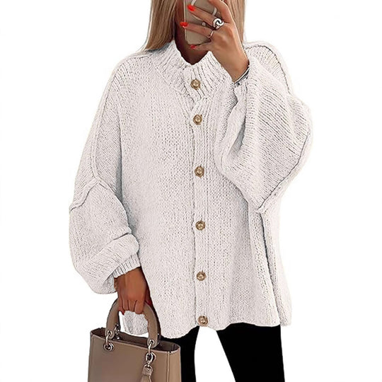Damen oversized Strickjacke mit Knopfverschluss EB