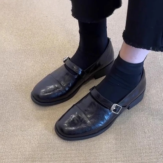 Damen Elegante Loafers mit dekorativem Schnallenverschluss EB