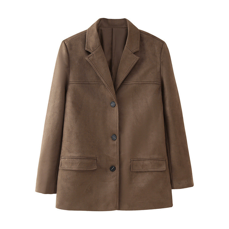 Damen Elegante Suede-Blazerjacke EB