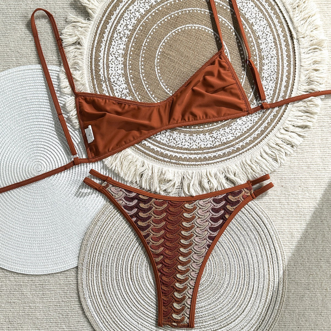 Damen Zweiteiliges Bikiniset mit geometrischem Zigzag-Muster EB