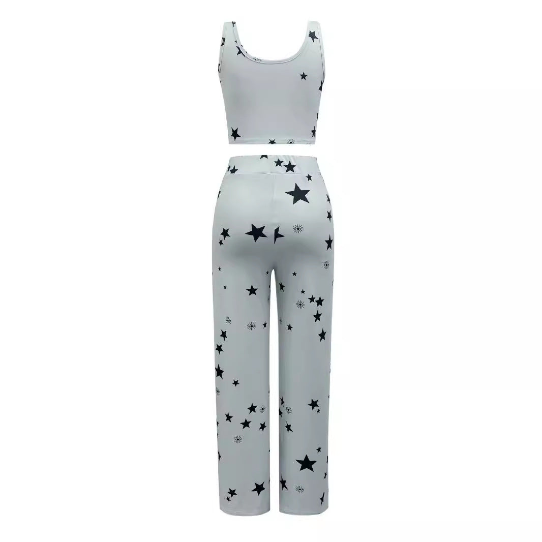 Damen Zweiteiliges Star-Muster Freizeit-Set EB