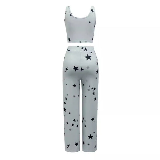 Damen Zweiteiliges Star-Muster Freizeit-Set EB