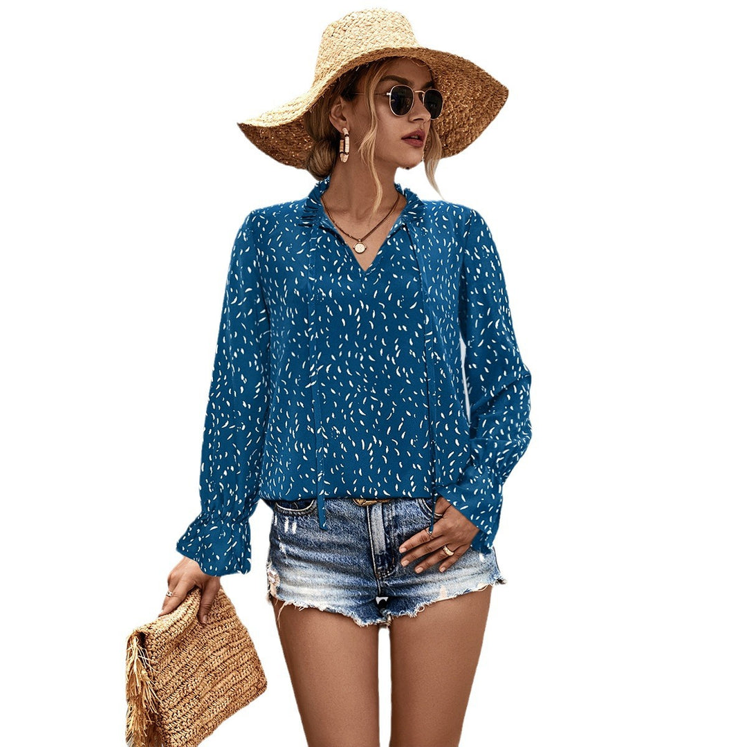 Damen Bluse mit elegantem Musterdruck und femininer Raffung EB