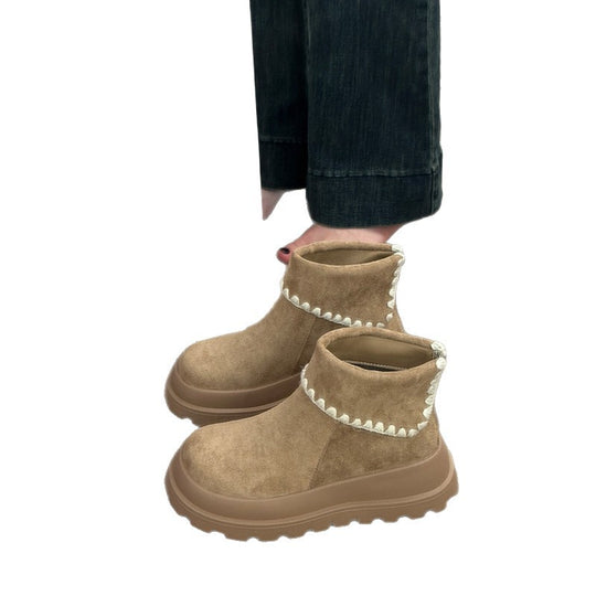 Damen bequeme Winterstiefel mit modischem Kragenabschluss EB