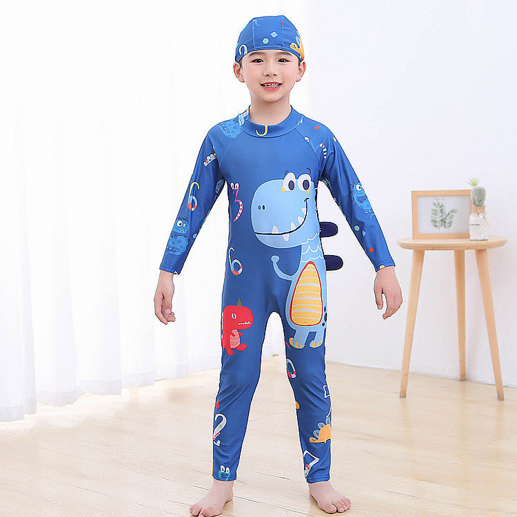 Jungen UV-Schutz Schwimmanzug mit langen Ärmeln und süßem Dinosaurier-Motiv EB