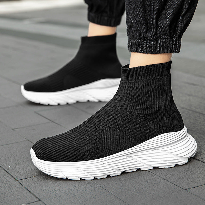Damen nan nahtloser Strick-Freizeitsneaker mit sockenkragen und stoßdämpfender Profilsohle EB