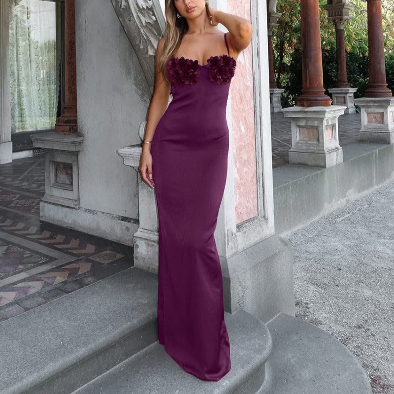 Damen Figurnahes Abendkleid mit floralem Detail und schulterfreien Trägern EB