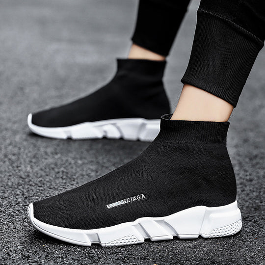 Damen Komfortable Slip-On Sneakers mit hohem Strickdesign EB