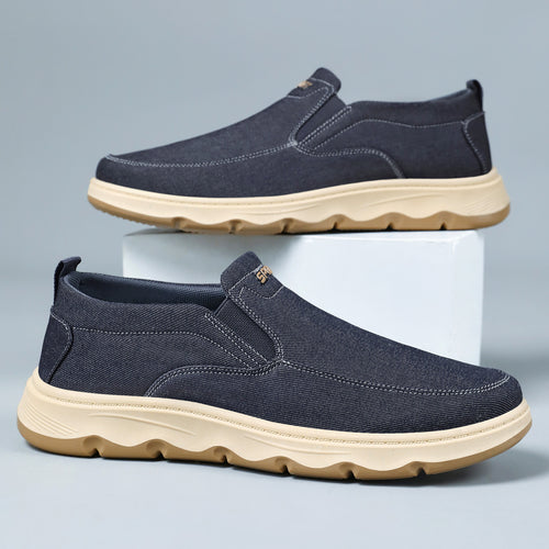 Herren nan leichter Slip-On Canvas-Sneaker mit elastischem Einstieg, gepolsterter Innensohle und profiliert rutschfester Gummilaufsohle EB