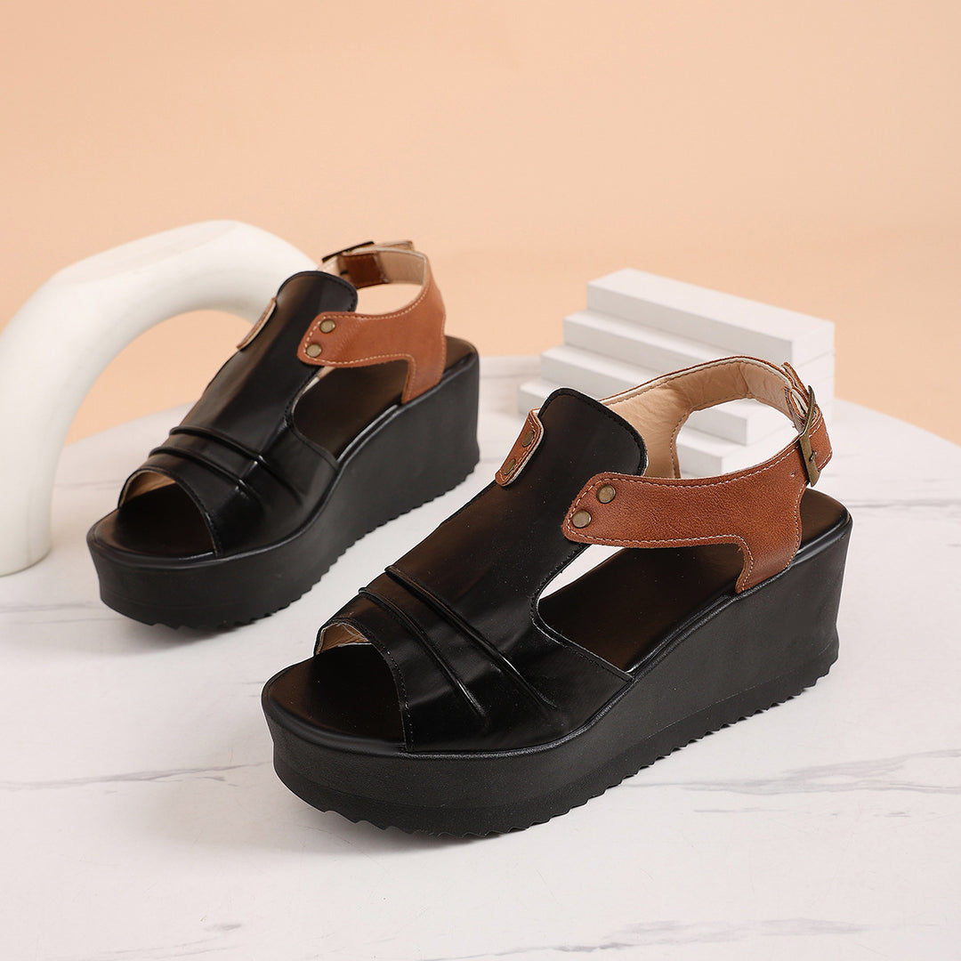 Damen Wedge-Sandalen mit öffnenden Riemen und komfortablem Fußbett EB
