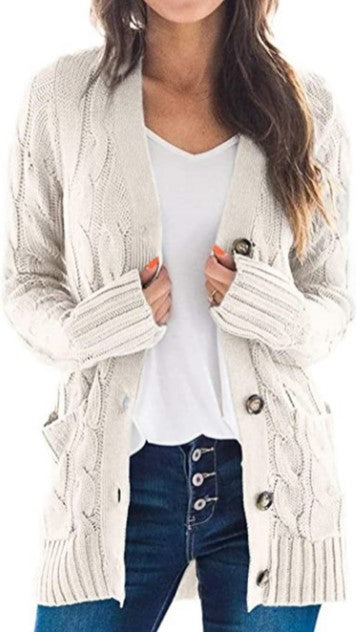 Damen Strickjacke mit strukturiertem Kabelmuster und praktischen Taschen EB