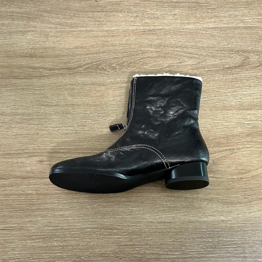 Damen gefütterte Winterstiefel mit modischem Reißverschluss und kuscheligem Kragen EB