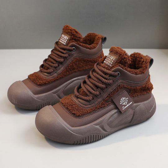 Damen Warme High-Top Sneakers mit flauschigem Innenfutter und rutschfester Sohle EB