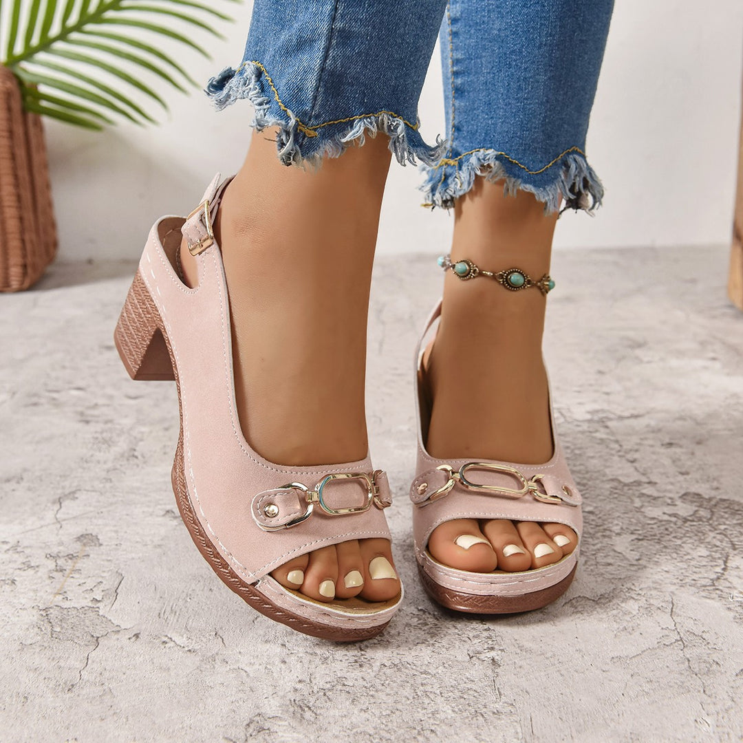Damen Slingback-Pantoletten mit modischem Schnallen-Detail EB