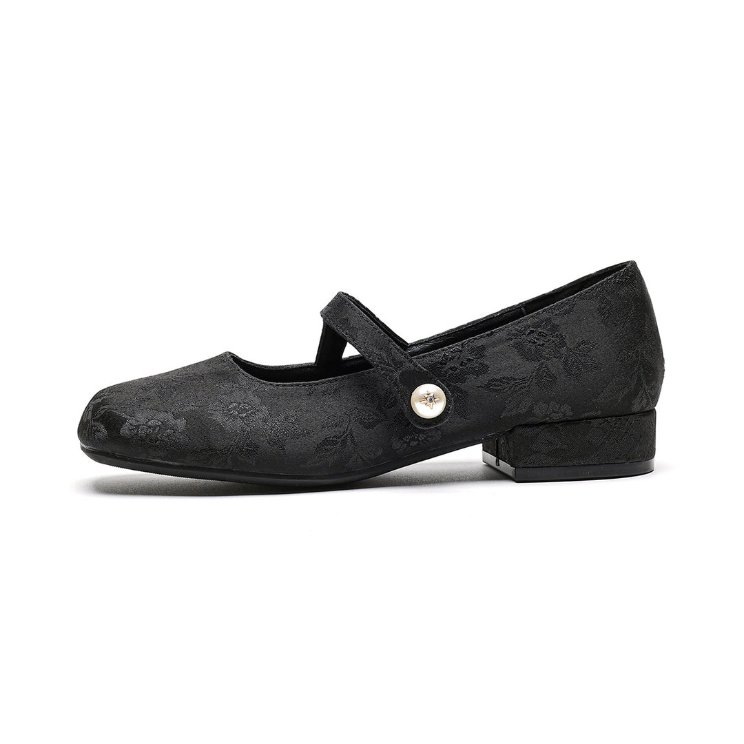 Damen Ballerinas mit elegantem Riemen und modischer Blütenverzierung EB