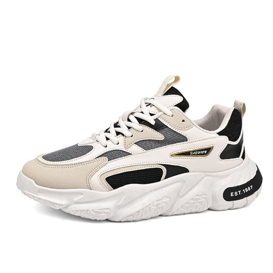 Herren modische Chunky-Sneaker mit verstärkten Overlays, atmungsaktiver Meshkonstruktion und gedämpfter EVA-Plateausohle EB